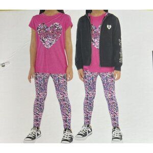 Hurley Girls Size 5 Kids' 3-piece Set  BLACK Active set Zip Hoodie, Tee, Legging